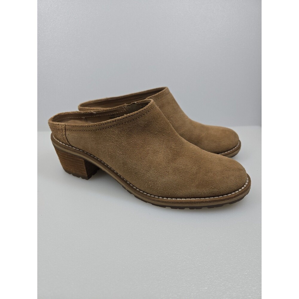 L.L. Bean Deerfield Tan Suede Mule Slip-On Shoes Women's Size 7.5